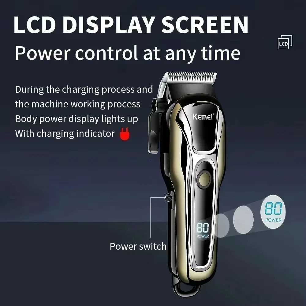 Kemei Professional Hair Clipper USB Charging Hair Trimmer Rechargeable Cordless Mens Electric Cutting Machine PG1990A 1598 KitT251120
