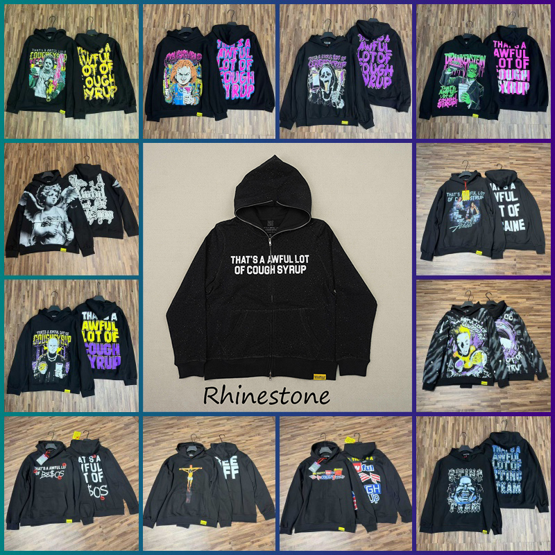 alocs hoodie men hoodie y2k hoodie designer hoodies graphic hoodie fashion streetwear awful lot of caugh syrup sweatshirt rhinestone jacket s--xl