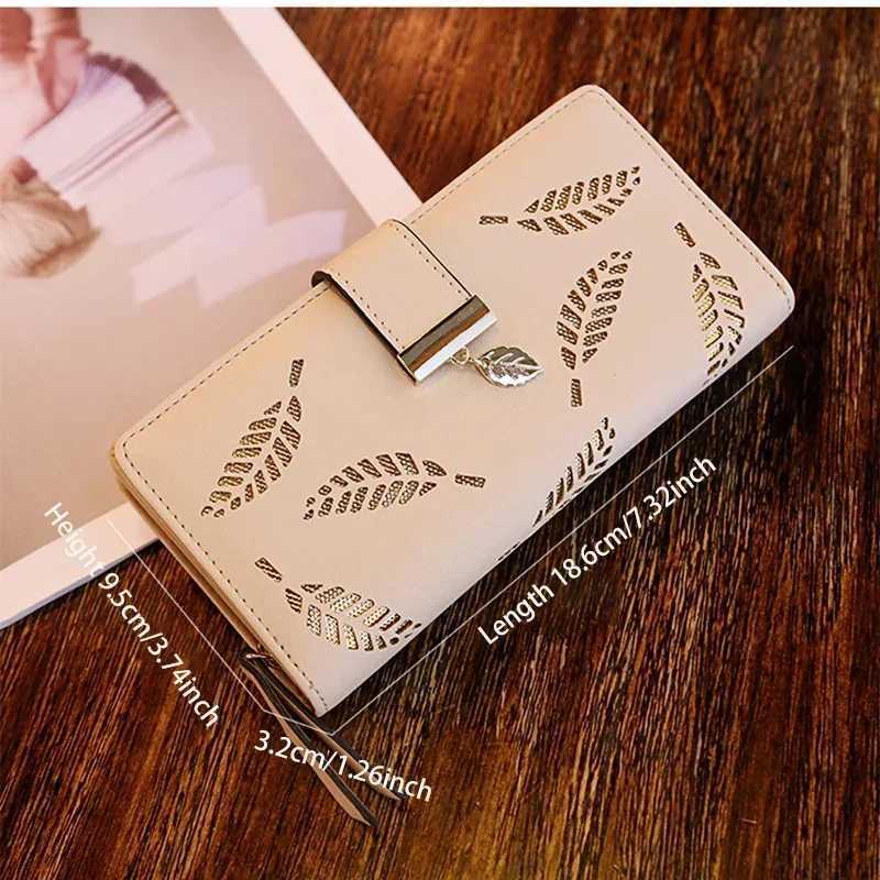 Womens Short Purse Faux Leather Medium Wallet Hollow Out Leaf Classic Card Coin Holder Small Purses Buckle Zipper ClutchW251120