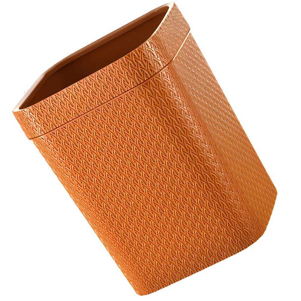 Imitation Rattan Woven Trash Can Rustic Lidless Wastepaper Holder Home Office Kitchen Wastebasket Decorative Garbage Bin C251120