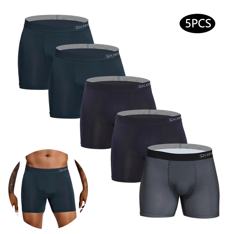 5 mens underwear polyester boxing bag sexy shorts ice silk pants 250417