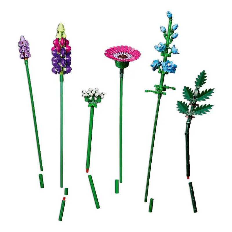 New 9 wildflower branches decorative accessories building blocks creative plant series gift for girlfriend 10313 Y250420