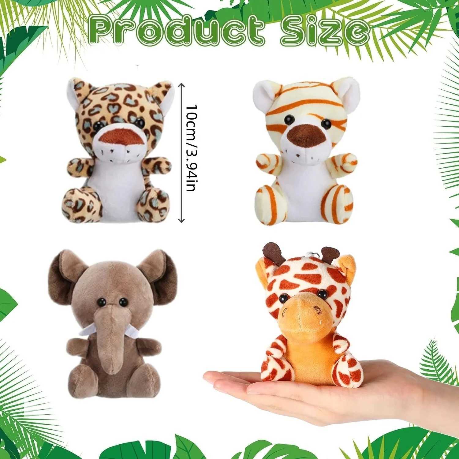 10-50 PCS Small Safari Stuffed Animals Bulk 12cm Jungle Animal Mini Plush Toys for Party Favors Birthday Baby Shower Gift Bags G251120
