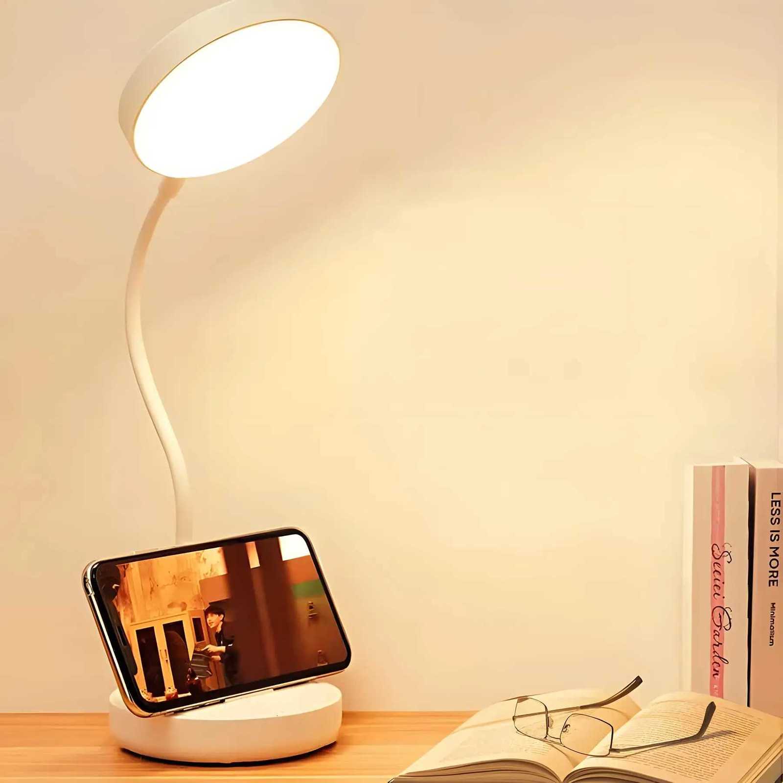 LED Desk Lamp Portable Table Light USB Charging 3 Brightness Eye Protection Touch Control Adjustable Gooseneck for Bedroom M251120