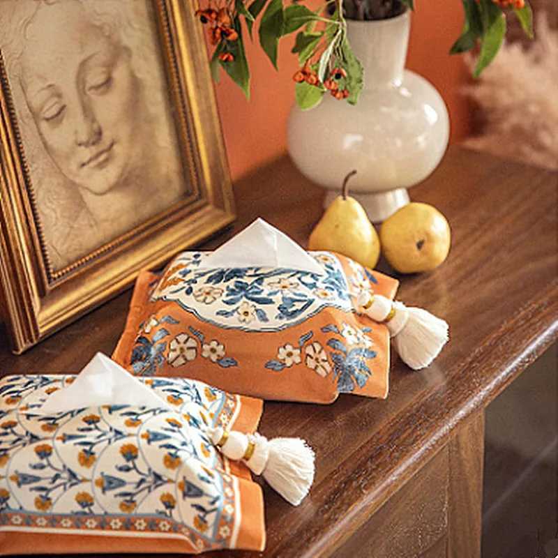 Retro Tissue Box European and American Design for Living Room and Bedroom and CarCreative Floral Print Tissue Holder C251120
