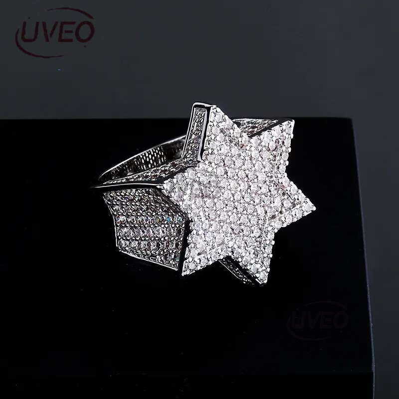 Luxury Designer Men's Ring High Quality Hexagonal Frappuccino VVS Moissanite Ring Fashion Hip Hop Ring Jewelry FREE shipping
