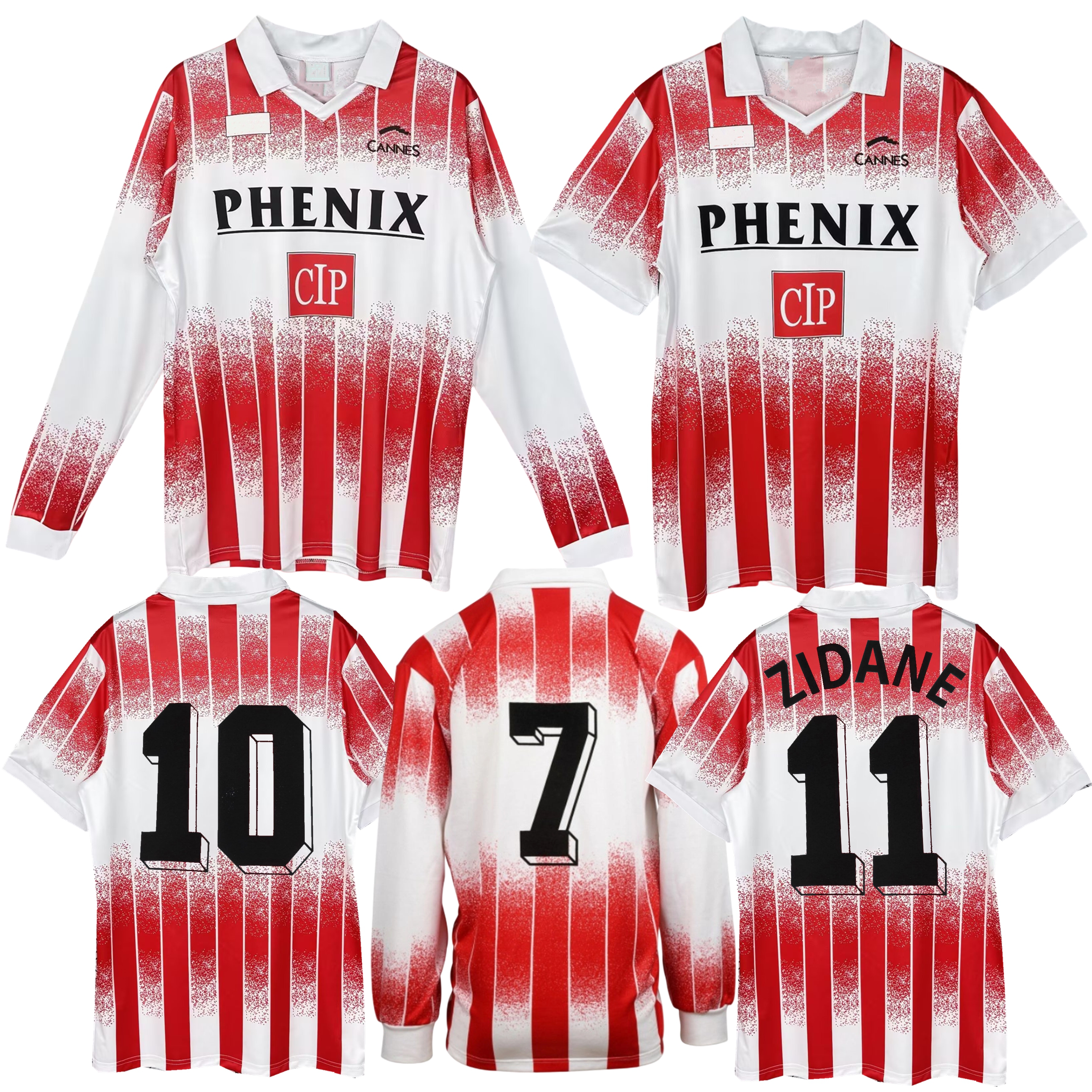 1991 1992 AS Cannes retro soccer jerseys 91 92 zidane Robby Langers Aljosa Asanovic Omam Biyik classic vintage football shirt