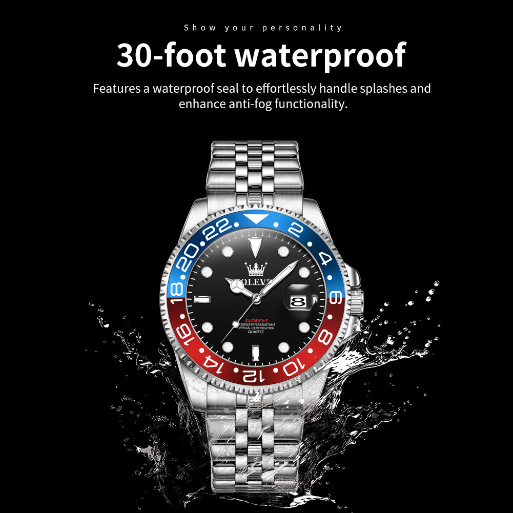 OLEVS Designer Men's Watch New GMT Quartz Watch Waterproof Outdoor Luxury Classic Men's Watch Luxury Watch Free Delivery And Wholesale