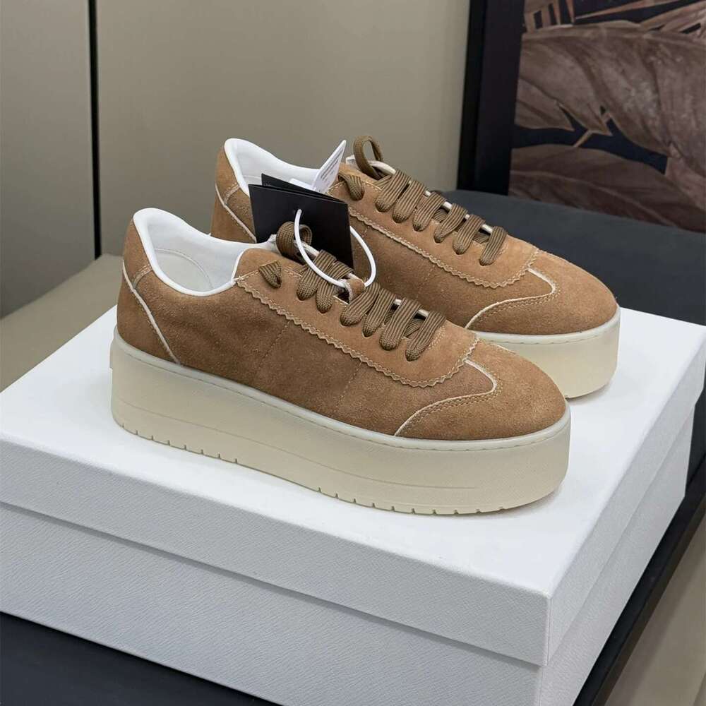 Women Size35-41 Natural Cow Suede Sneakers Flat Platform Sports Leisure Flats Round Toe Designer Shoes atillas De Mujer