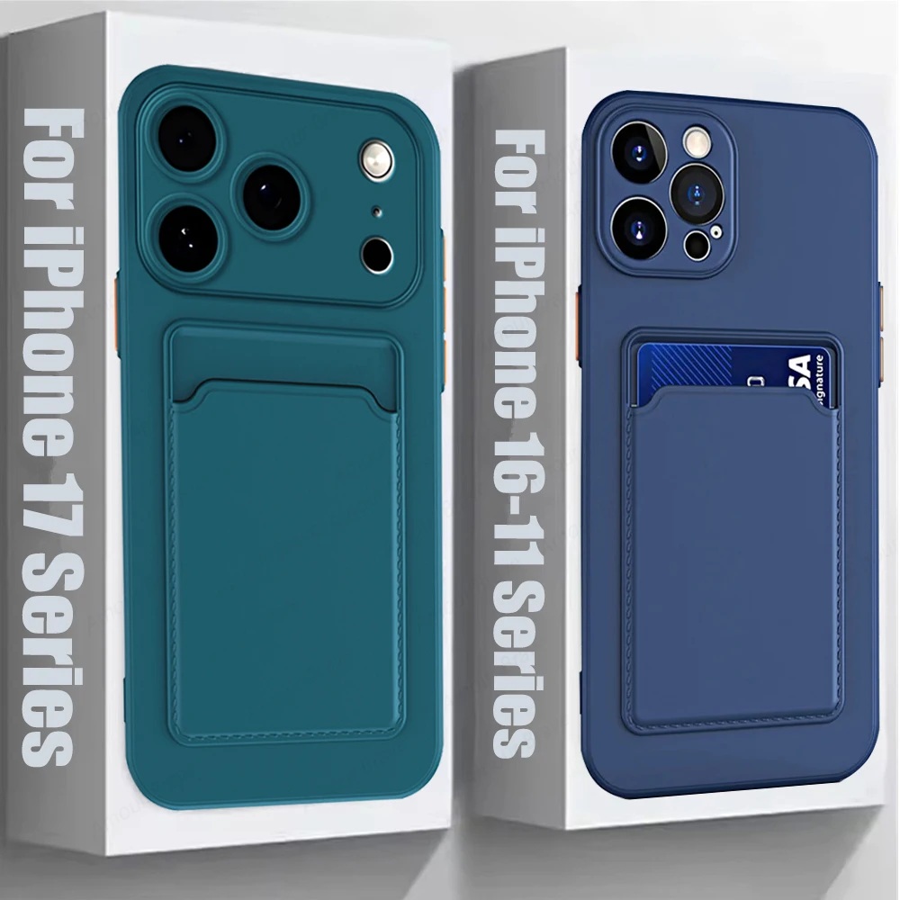 Multi Functional Microfiber Soft TPU Silicone Wallet Cases With Credit Card Slot Bag Pocket Shockproof Cover For iPhone 17 Air 16 15 14 13 Mini 12 11 Pro MAX 8 7 Plus SE2