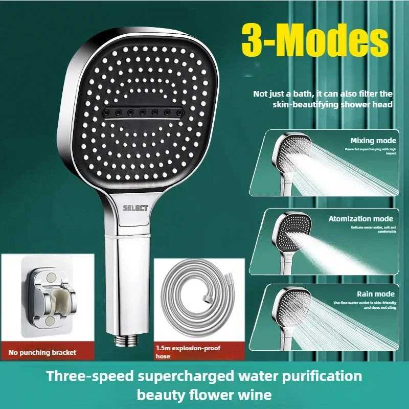 3-Modes High Pressure Shower Head Water Saving Shower Heads Adjustable Water Massage Sprayer Home Bathroom AccessoriesM251120