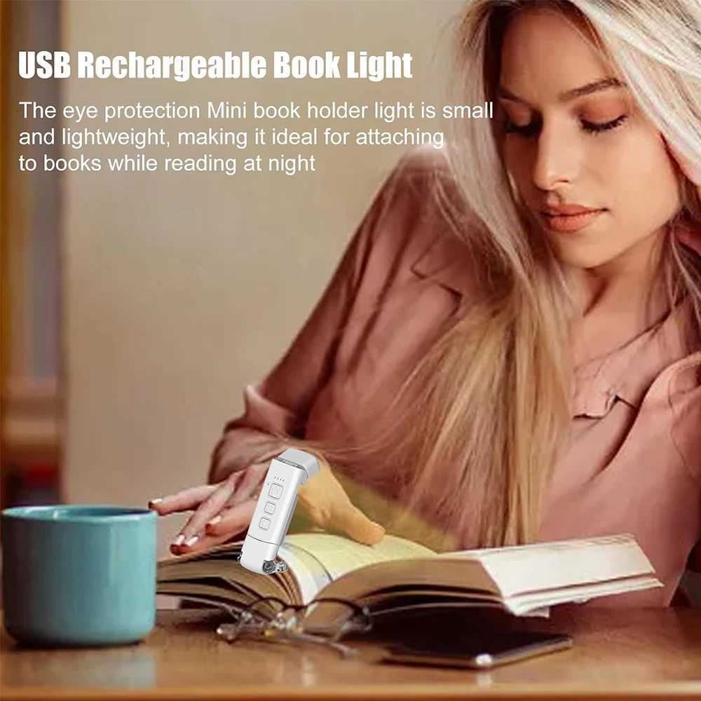 Book Light Reading Light for Bed Reading Rechargeable Portable Clip on LED Reading Light Dimmable Mini USB Powered Desk Lamp M251120
