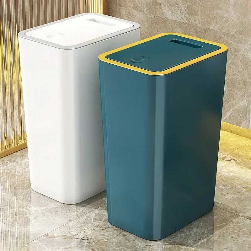 Bathroom Trash Can 10 12L Garbage Can with Press Top Lid for ToiletBedroomLiving Room Plastic Wastebasket with Pop-up Lid C251120