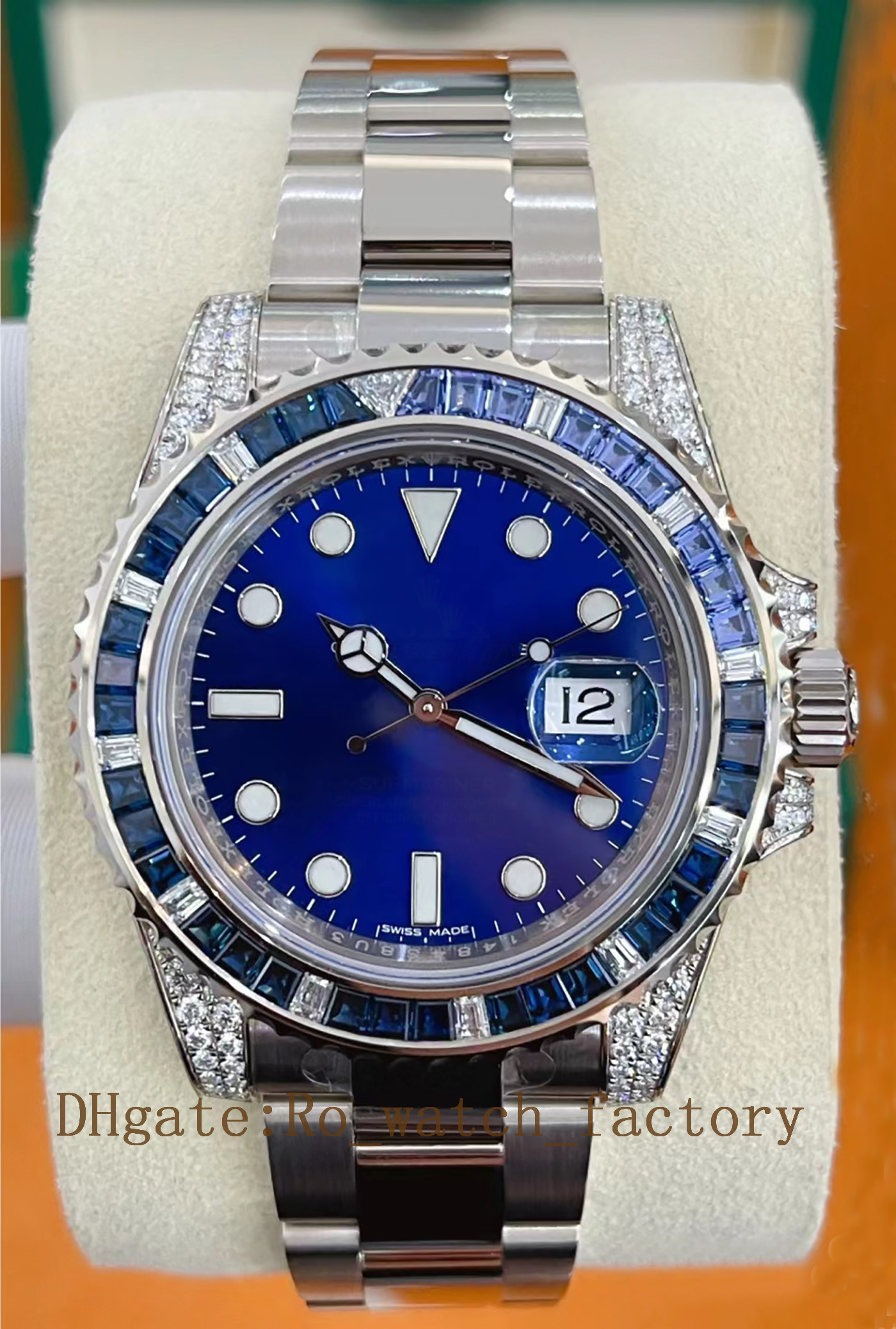 mens watch 40MM Sapphire dial ceramic bezel diamond watch watch high quality designer watch