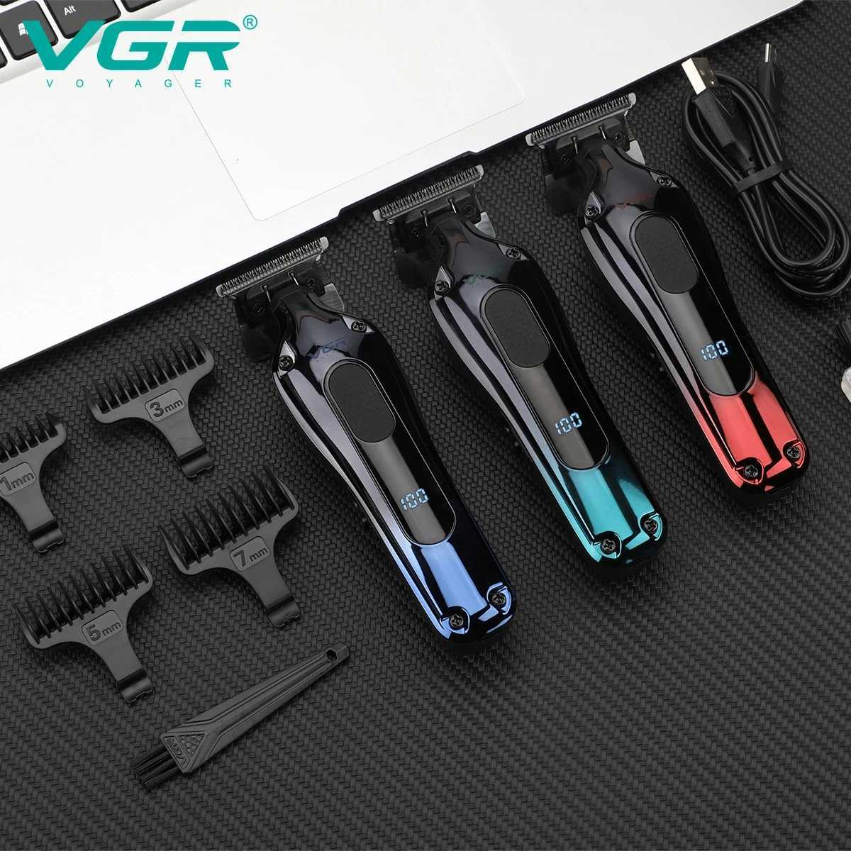 VGR 998 New Design Mens Cordless Rechargeable Professional Hair Clipper Gradient Color Precision Carving Electric Push ClipperT251120