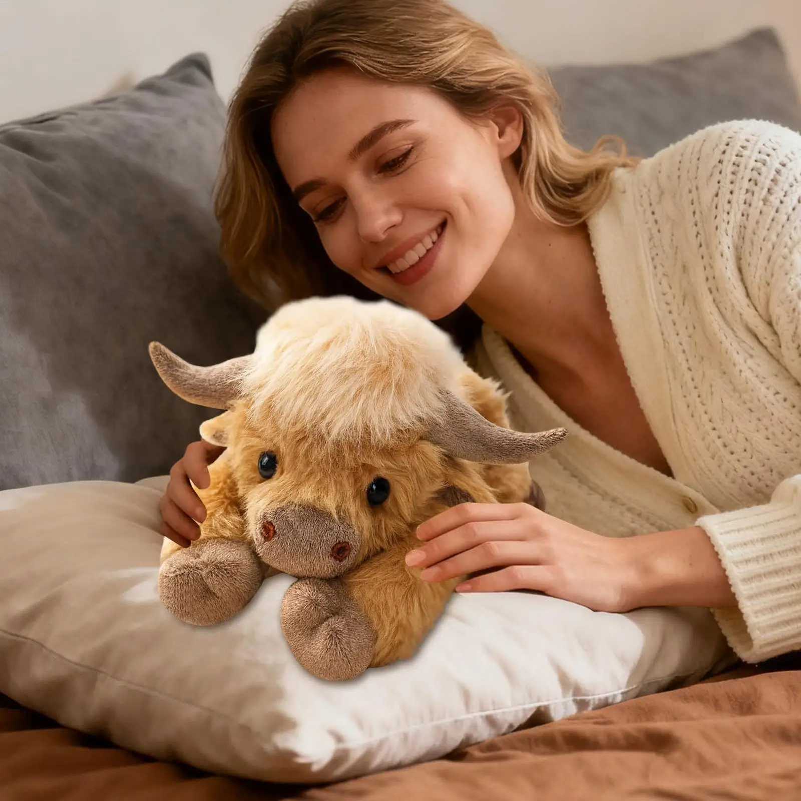 45cm Kaiis Cow Plush Pillow Sleeping Companion Stuffed Animal Pillow Doll Creative Weighted Cow Plush Toy Home DecorXJ251120