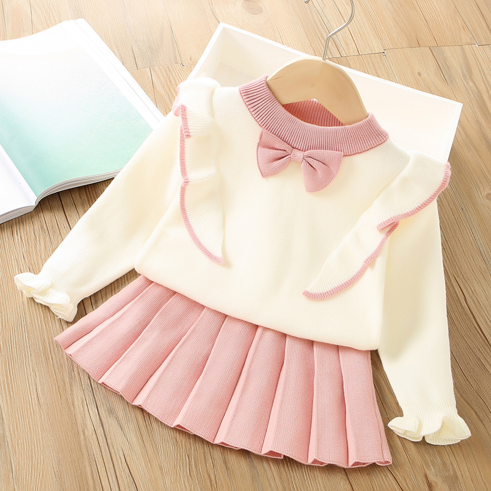 Baby Girl Clothes Sweater Set Spring Autumn Kids Girl Cute Princess Cashmere Sweater with Skirt 2Piece Set Children Clothing