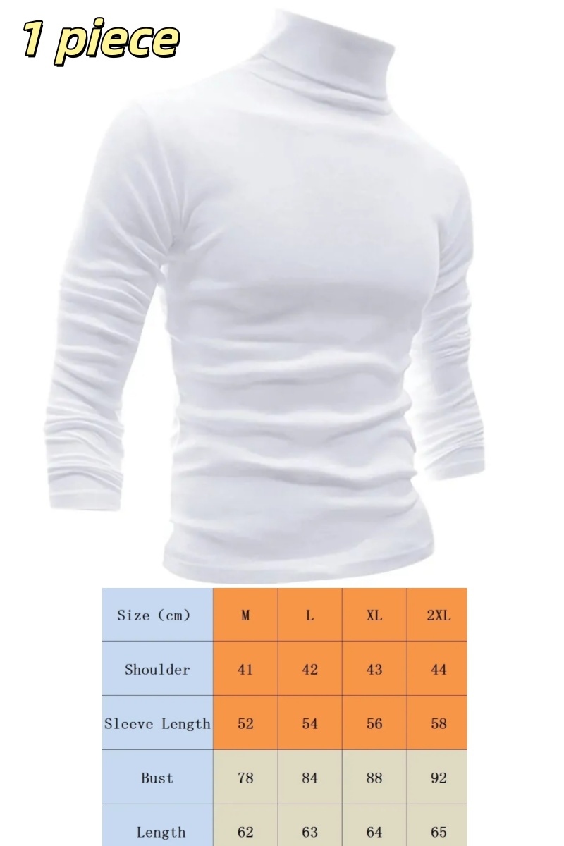 Men's T-Shirts Cotton Spandex Material LARGE Elastic Turtleneck Pullover Sweaters, Slim Fit Long Sleeve Knitted Casual Sweatshirts Clearance Sale