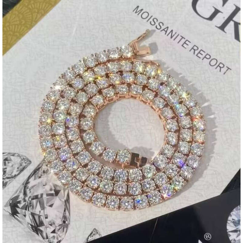 Sterling Sier Iced Tennis Chain Bracelet VVS Moissanite Hip Hop Jewelry for Men and Women