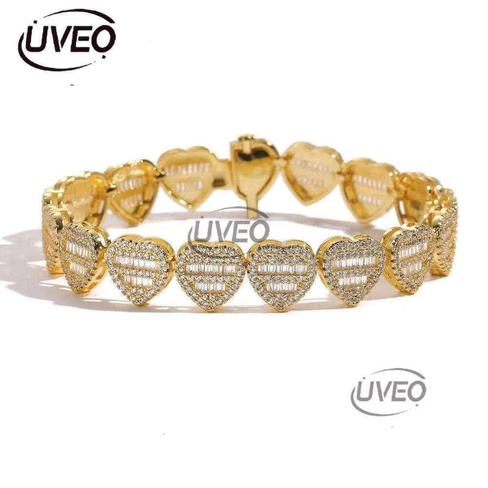 Women Heart-shaped Necklace Fine Jewelry Fashion Sier Iced Out Dia Vvs Moissanite Hip Hop Cuban Chain