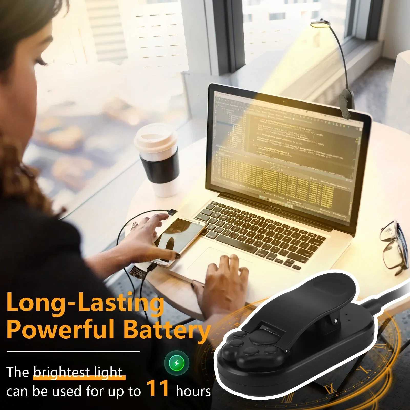 Mini LED Book Light Eye Protection Flexible Reading Lamp Foldable Clip-on Desk Lights Usb Charging For Bedroom Study Lighting M251120