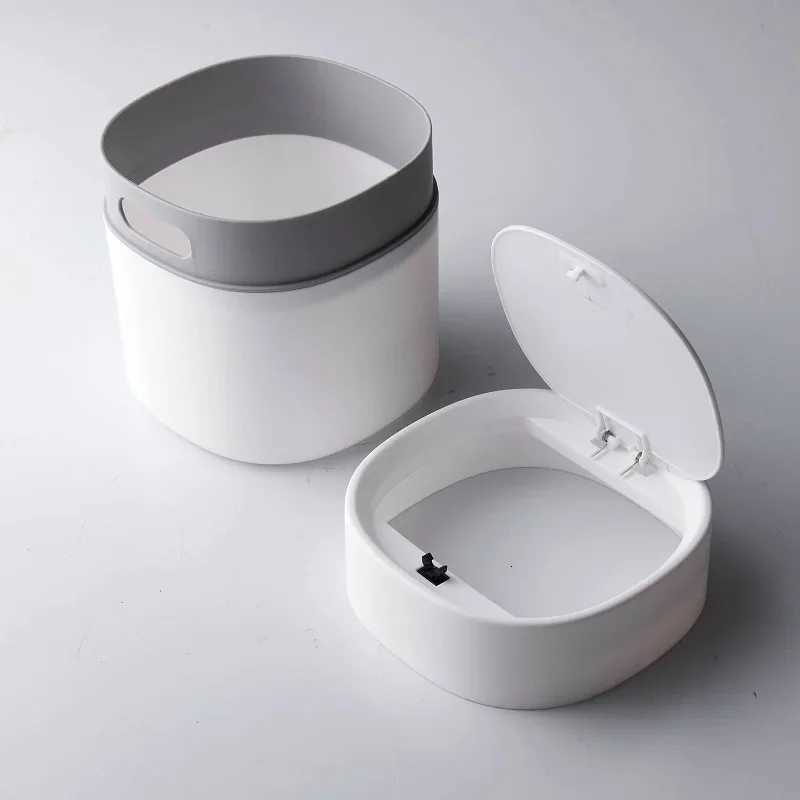 2L Mini Desktop Bin Universal Car Interior Storage Case with Cover Home Desk Clean Workspace Garbage Box Pressing Trash Can C251120