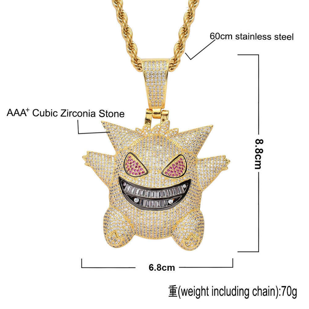 Luxury designer DagengGhost Cartoon Hip Hop Pendant, Ice out VVS Moissanite necklace with free shipping