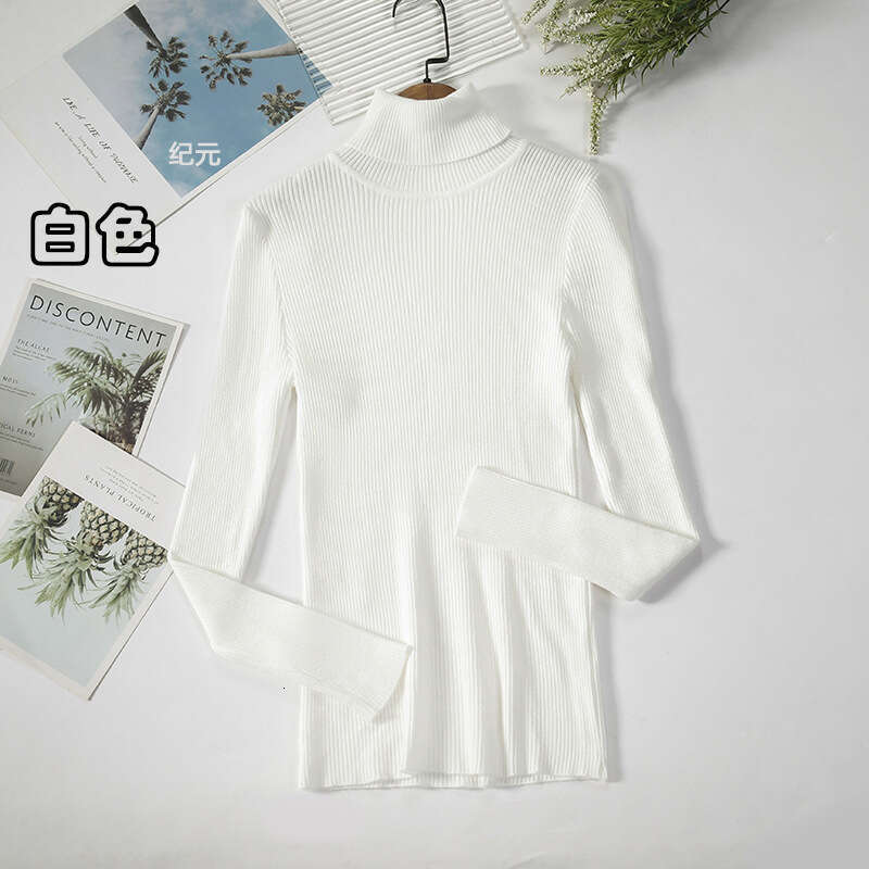 hoodie Women's Wear Long Sleeved High Neck Solid Color Korean Version Pullover (24 Colors) Knitted Base Sweater jacket