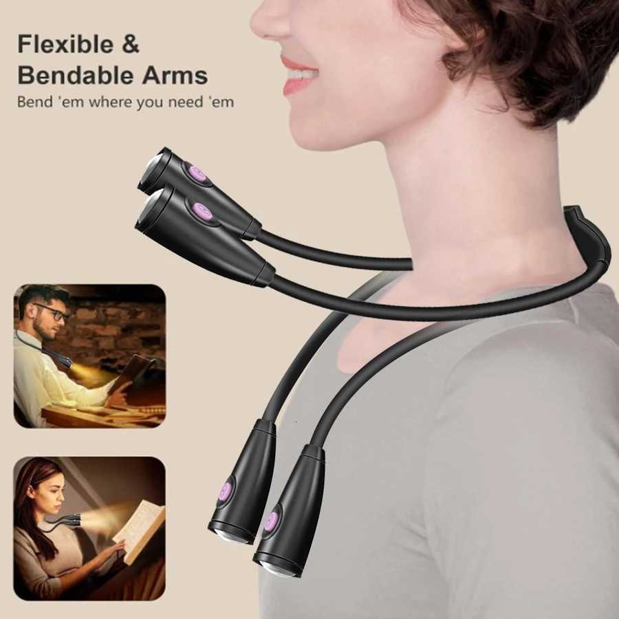 USB LED Neck Book Light for Reading in Bed Dorm Room Lamp for Students Studying at Night M251120