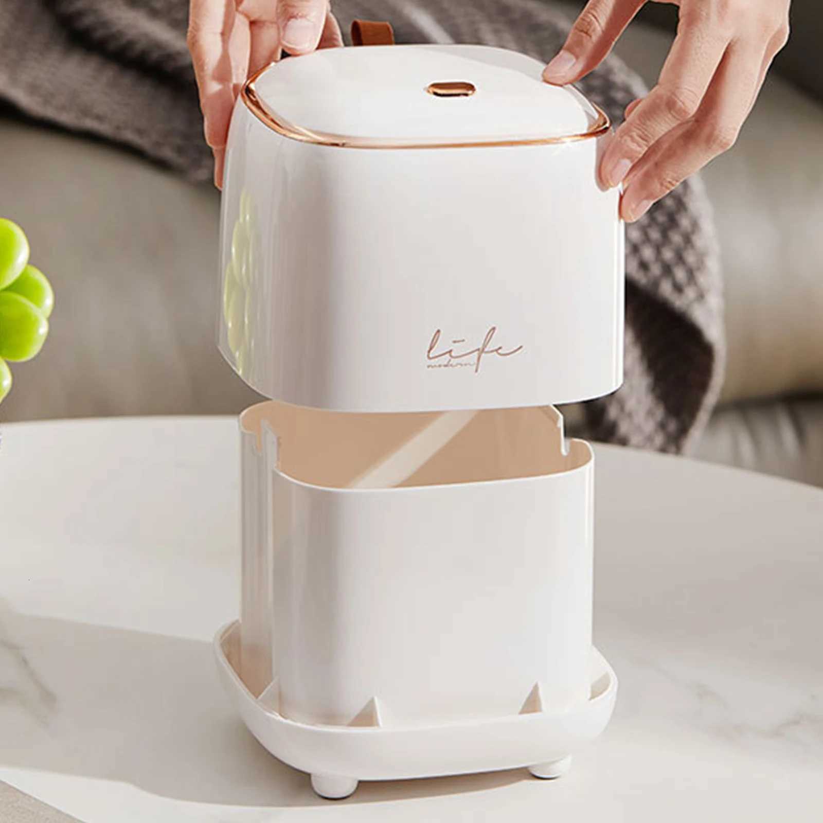 Light luxury press desktop trash can flip small desktop trash can suitable for office home car C251120