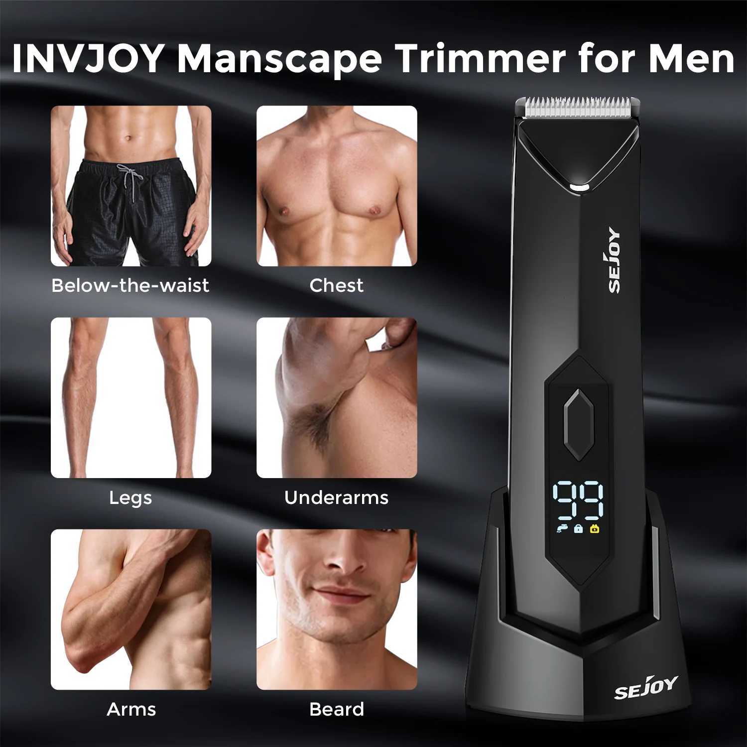 Sejoy T8S Electric Groin Hair Trimmer for MenRechargeable Body Groomer Pubic Waterproof Body Hair ClippersT251120