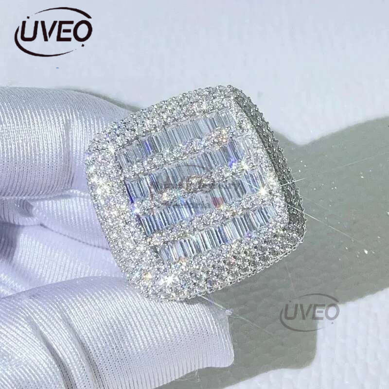 Wedding Rings Iced Out Ring for Men Real Gold Plated Prong Setting Copper CZ Stones Hip Hop Fashion Jewelry Trend 231025