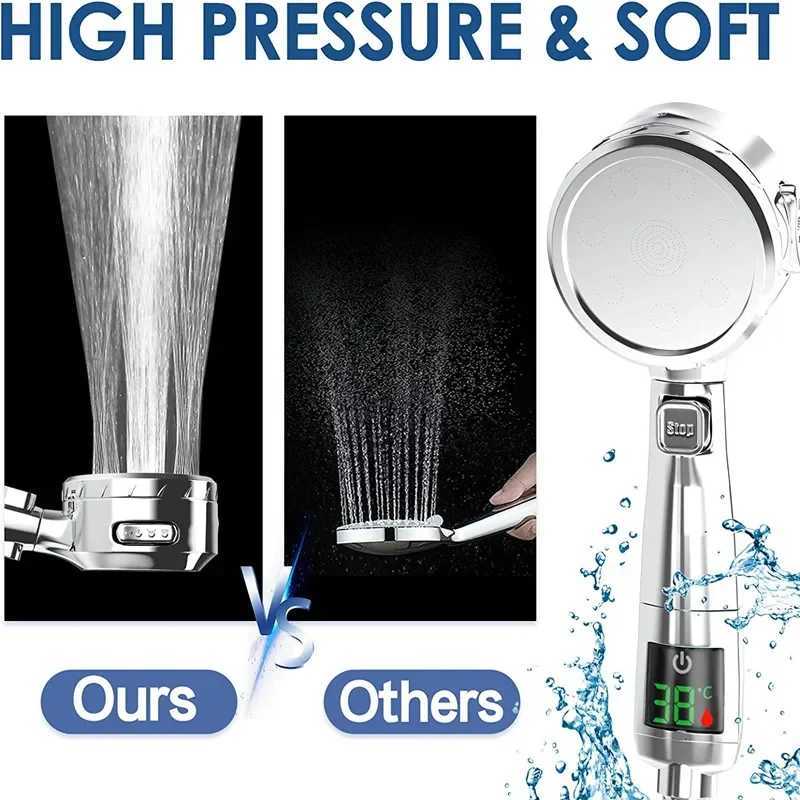 Digital Display Shower Head High Pressure Handheld Bathroom Shower Water Saving Shower Heads 4-Modes Spray Bathroom AccessoriesM251120