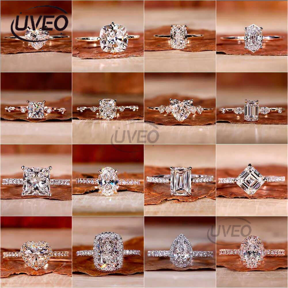 Wholesale 10K 14K Solid Vvs Moissanite Engagement Rings Women Sier Dia Emerald Radiant Oval Cut Gold Ring