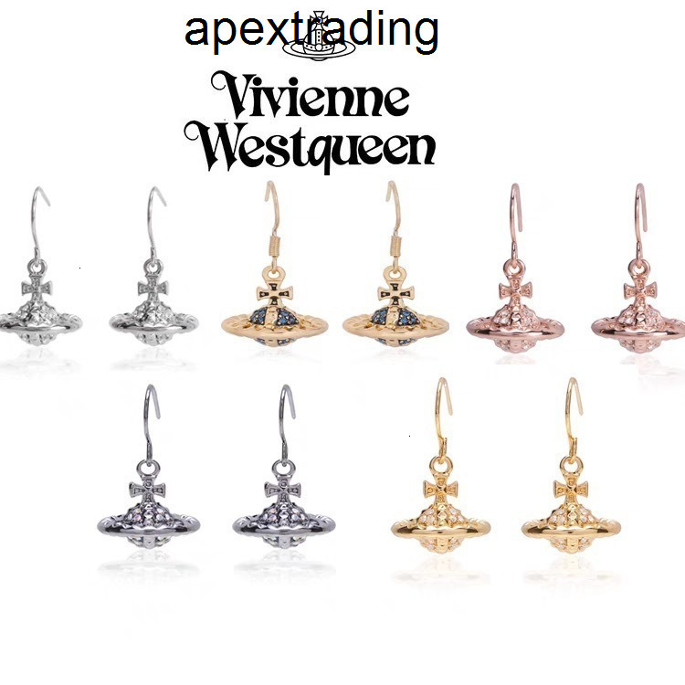 Designer Westwood Jewelry Empress Dowager Cixis Threedimensional Planet Rivet Studded Diamond Earrings Fem viviane Vivienme viviennen viviennely west wood X3T4