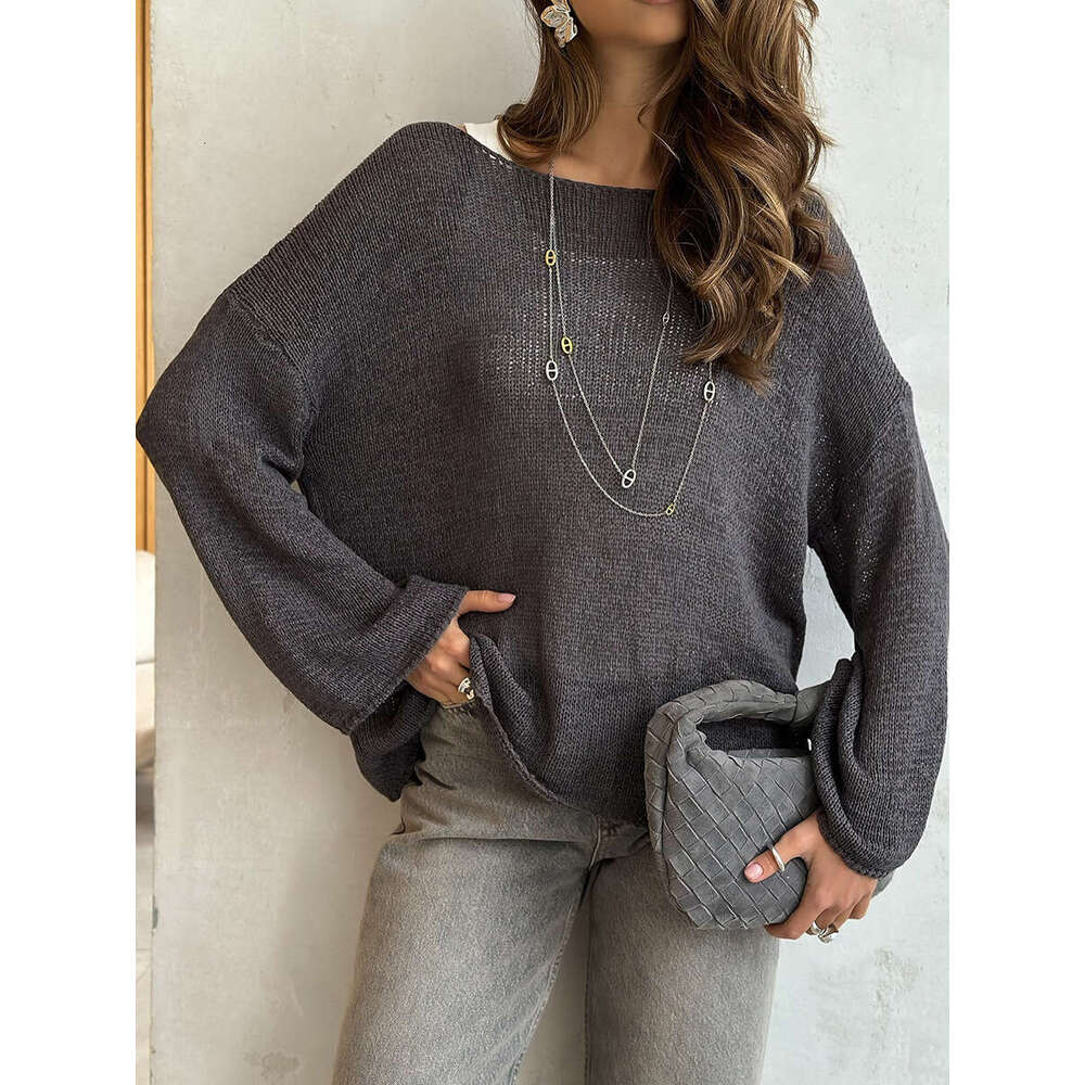 hoodie Women's Wear Simple Solid Color Long Sleeved Spring New Knitted Hollow Top Versatile Casual Sweater jacket