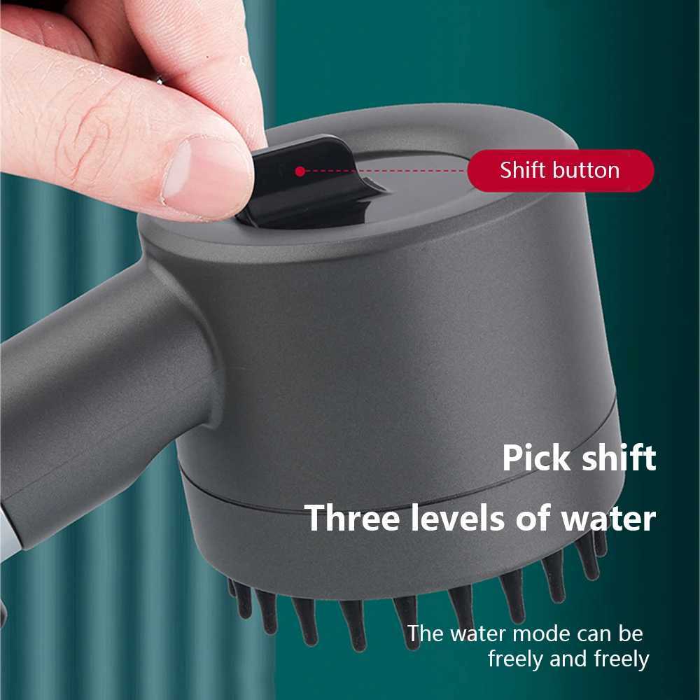 Black Shower Head Rainfall High Pressure 3 Modes Adjustable Boost Filter for Bathroom Accessories SetsM251120