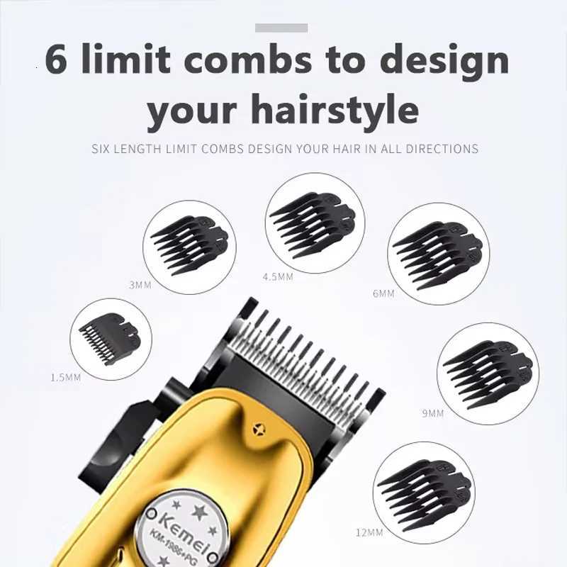 Kemei KM1986 Professional Hair Trimmer Mens Hair Clipper Cordless Electric USB Charging LCD Display Barber Hair Cutting MachineT251120
