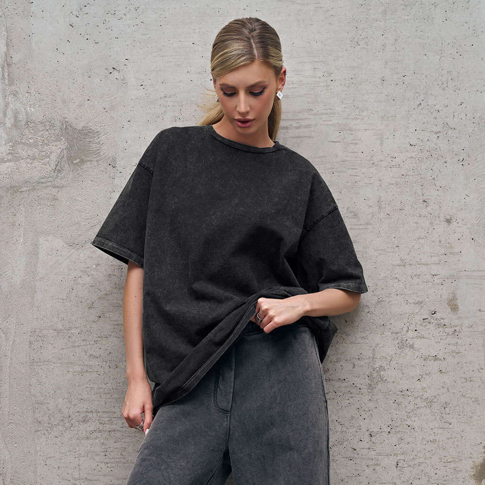 hoodie Women's Wear Worn For Summer , With A Relaxed Casual Round Neck. Washed And Brushed Short Sleeved T-Shirt jacket