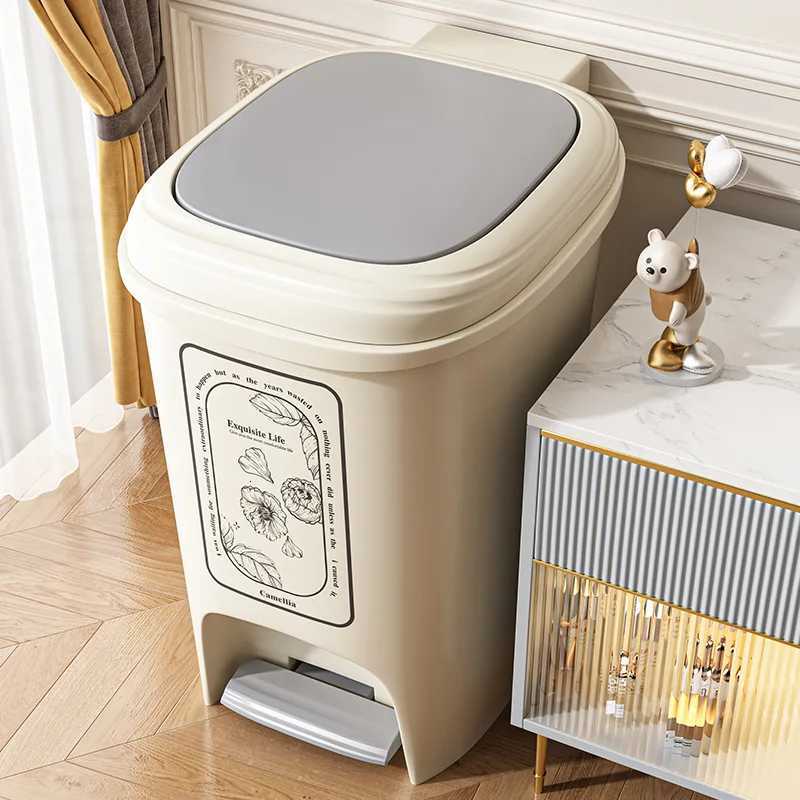 Garbage Bin Household Kitchen Waste With Lid Pedal Style Kitchen Bathroom Office Living Room Large Capacity C251120