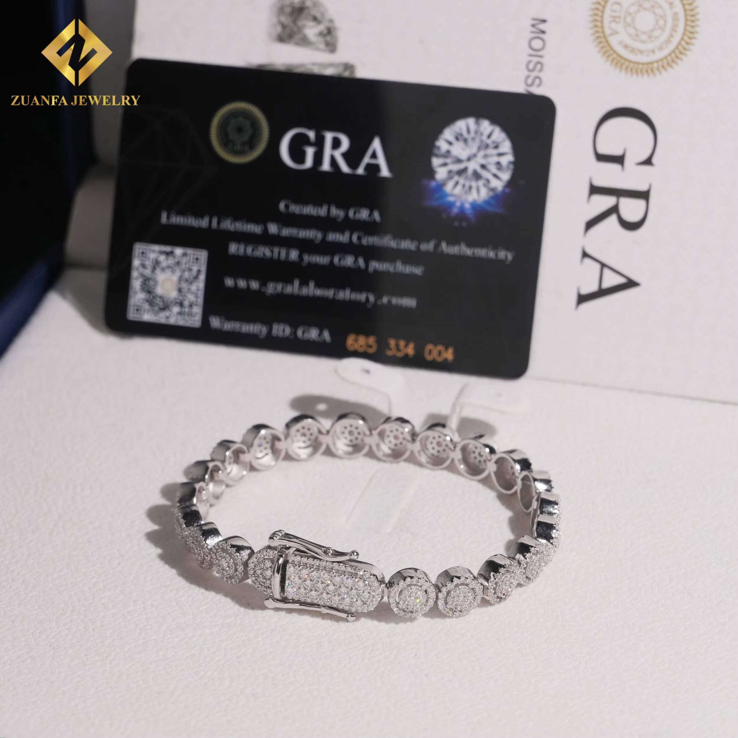 Hip Hop Styles Men Moissanite Diamond Fine Jewelry 925 Sterling Silver 8mm Iced Out Bracelet Pass Diamond Tester