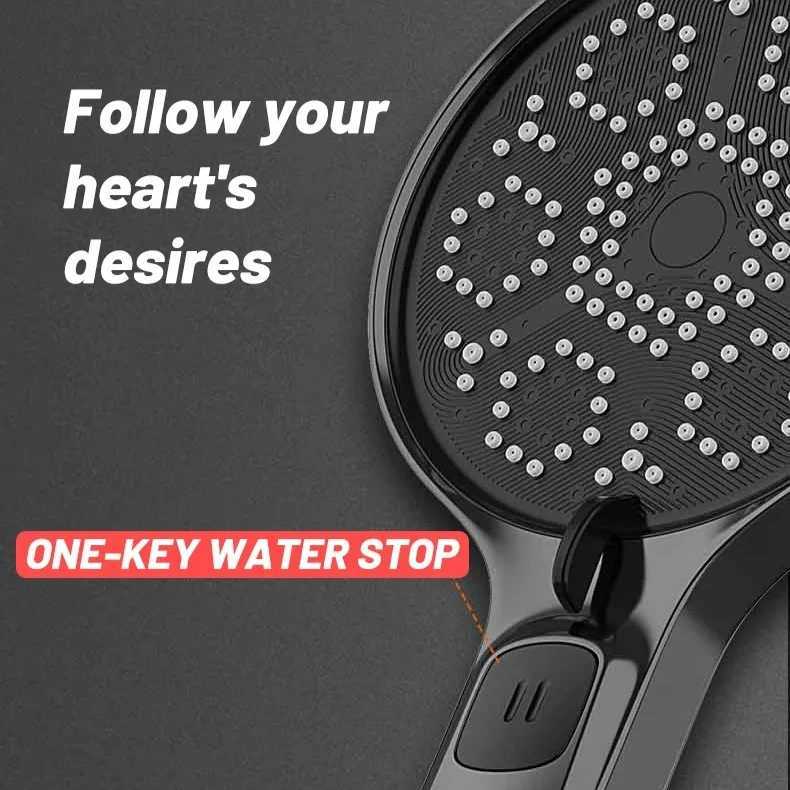 Large Panel Shower Head 3 Modes Adjustable High-Pressure Shower Head One Click Stop Water Fall Resistance Bathroom AccessoriesM251120