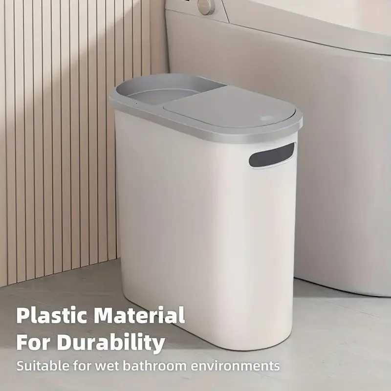 1 bathroom trash can home creative open type trash can covered press type bathroom trash can simple paper basket large capac C251120