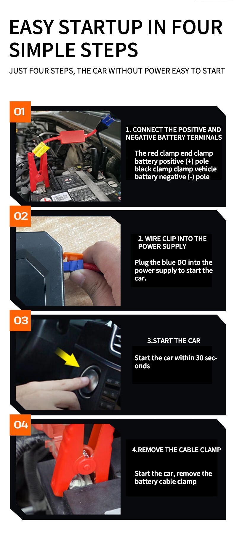 Wireless car air compression starter with air compression function, emergency battery start power supply, 12V car charger (8.0L gasoline/diesel)