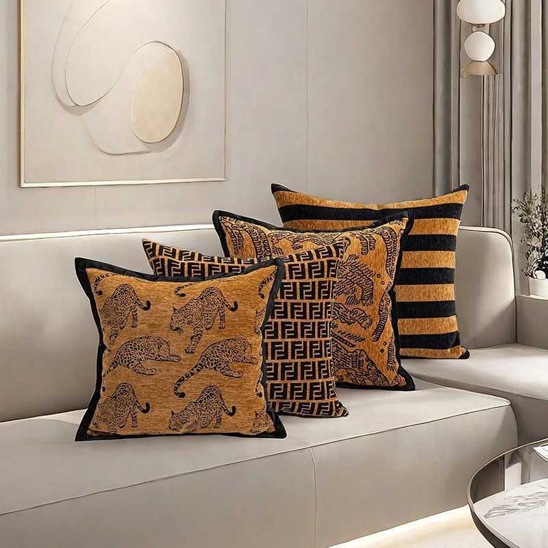 Pillow Case Chinese Style Luxury Cushion Cover 45x45cm Maillard Decorative Case Brown Leopard Ethnic Living Room Home Decor Sofa Bed C251120