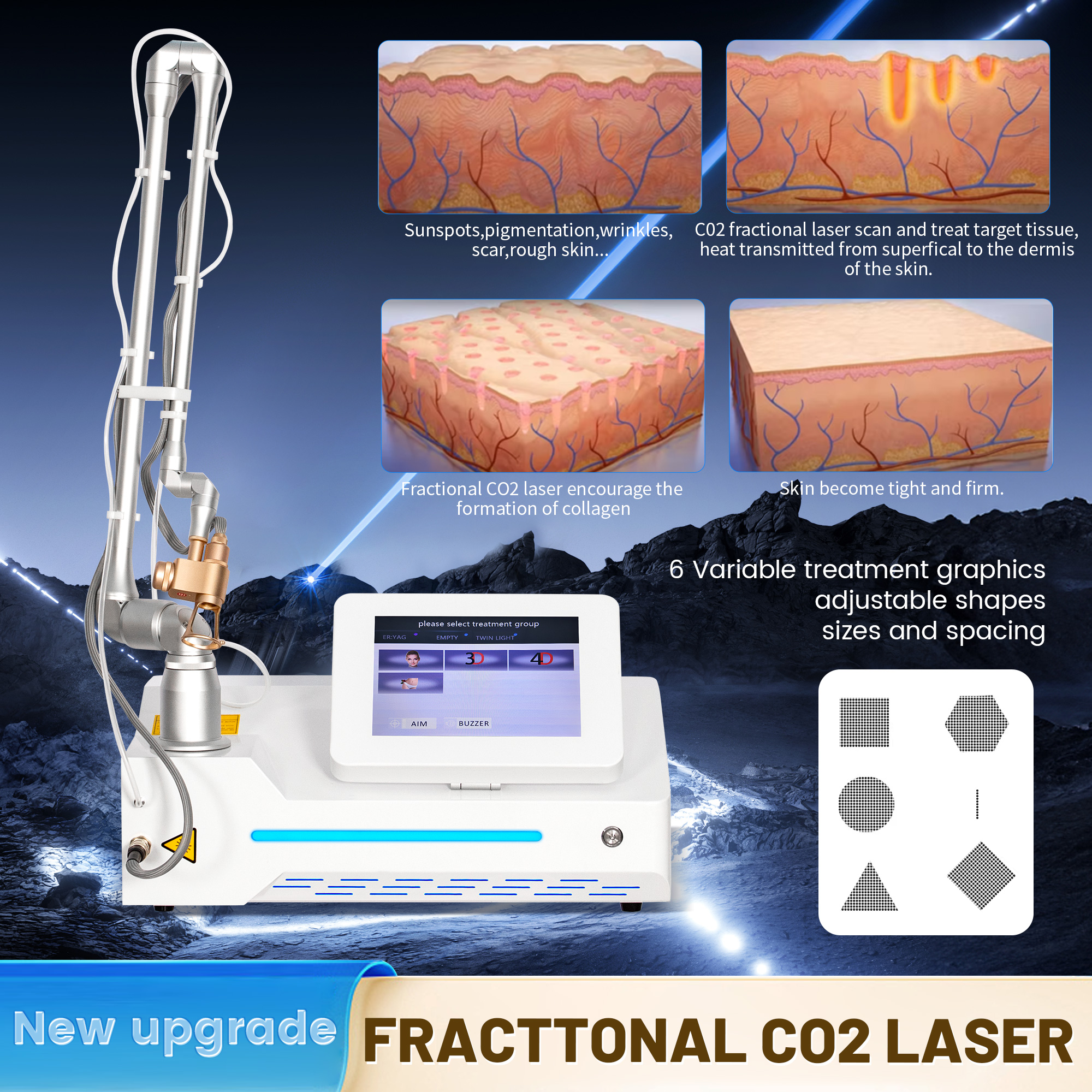 CO2 Fractional Laser Machine Professional Use For Acne Scar Removal Skin Rejuvenation Wrinkle Reduction and Vaginal Tightening Beauty Device