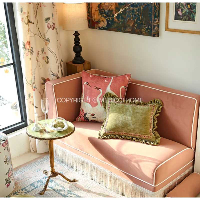 Pillow Case Medicci Home GG Style Inspired Dancing Crane Decorative Cushion Cover High Grade French Retro Case 45x45cm For Sofa Couch C251120