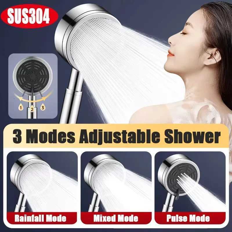 Upgraded 3 Modes Adjustable Stainless Steel Shower Head Black Silver Grey High Pressure Spray Nozzles Faucet Bathroom AccessoryM251120