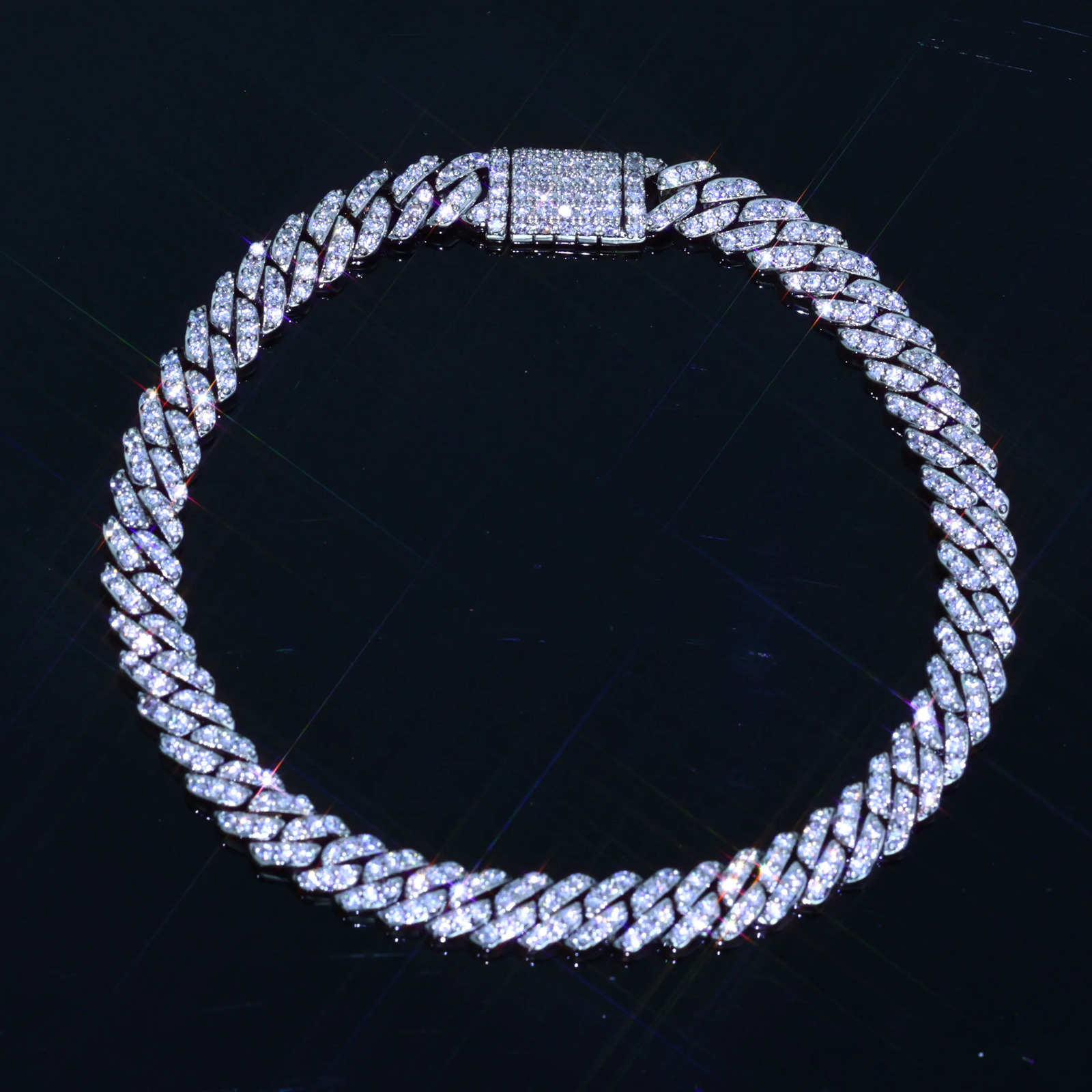 Hip Hop Jewelry 6mm8mm 1 Row Ice Out Cuban Chain Necklace Female Fork Set Cubic Zirconia Party Gift 250420 VVS