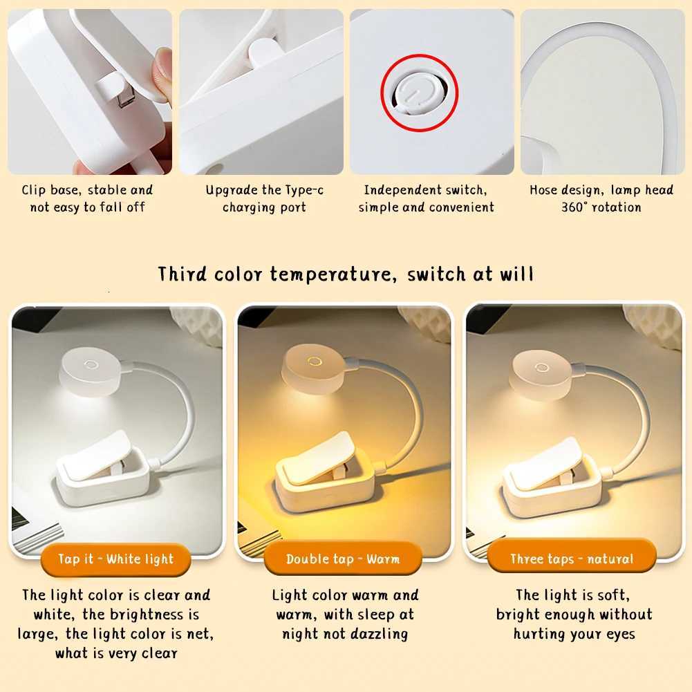 Eye Protection LED Book Light Clip-On Desk Lights Flexible Reading Lamp Adjustable Battery Powered For Bedroom Studying Lighting M251120